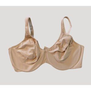 Bali Minimizer Bra 40DD Nude Tan Full Coverage Underwire Lace Embellished 3385